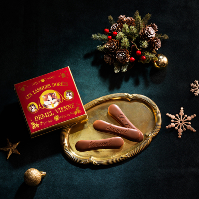 ソリッドチョコ猫ラベル ミルク(クリスマスラベル)