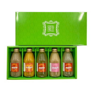 フルーツジュース(200ml)詰め合わせ 5本(紅玉りんご・みかん・ふじりんご・もも・つがるりんご)
