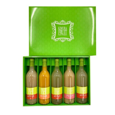 フルーツジュース(720ml)詰め合わせ 5本(紅玉りんご・みかん・ふじりんご・もも・つがるりんご)