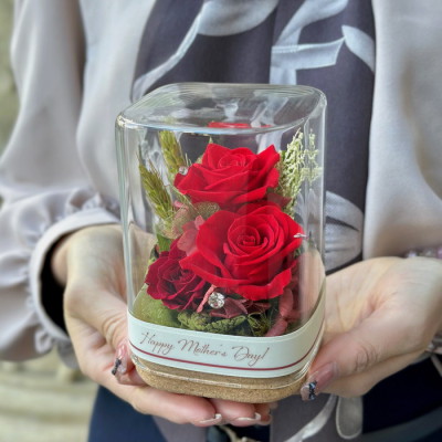 プリザーブドフラワー ローズボトル レッド