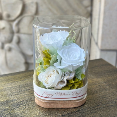 プリザーブドフラワー ローズボトル ホワイト