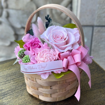 プリザーブドフラワー パニエフルール ピンク