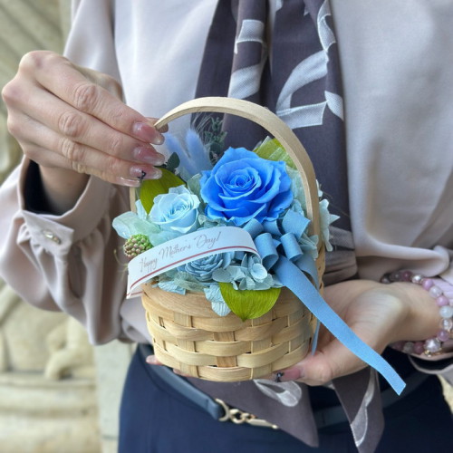 プリザーブドフラワー パニエフルール ブルー(z2610083)｜フード(食品