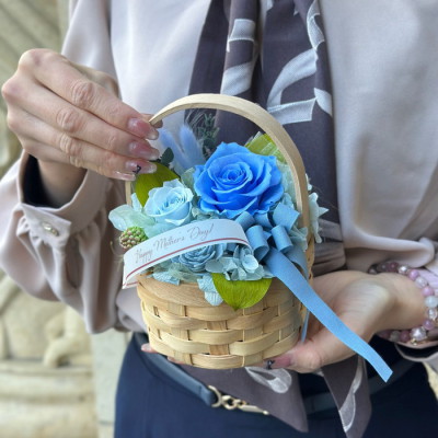 プリザーブドフラワー パニエフルール ブルー