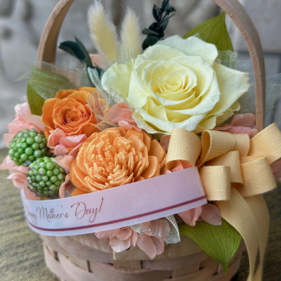 プリザーブドフラワー パニエフルール イエロー