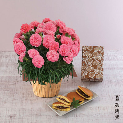 カーネピンク＆長崎堂「栗入りみかさ」