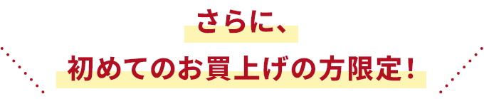さらに、初めてのお買上げの方限定！