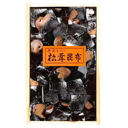 松茸昆布が入った木箱が置かれている