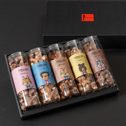 黒い箱に入ったワッフル・ケーキの店 R.L(エール・エル)の「(大阪限定入り)コロコロワッフル ロング5本セット」