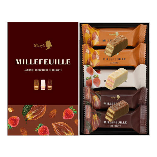 個包装のミルフィーユ菓子が入ったギフトボックス。