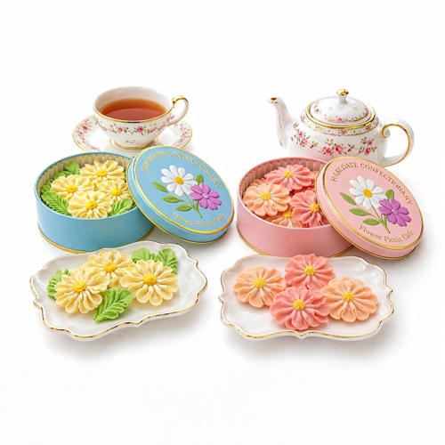 花咲く焼菓子「お花のぼうろ」2缶詰合せ コスモス・マーガレット クッキー缶 上質ギフトBOX仕様