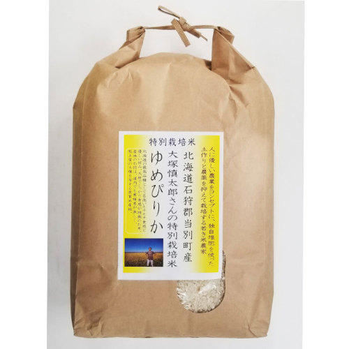 5kgの米が入った茶色の袋。