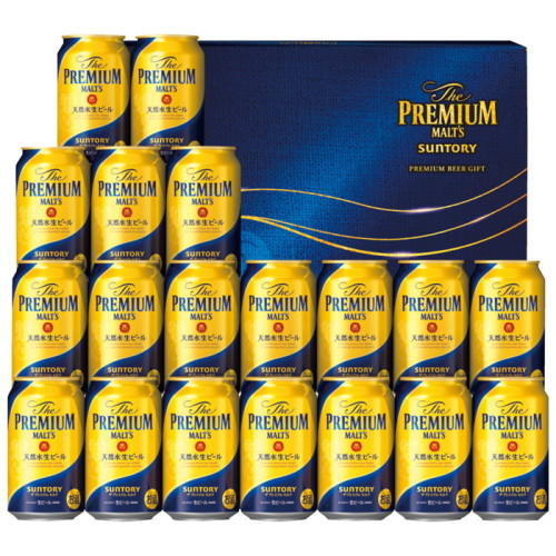 青い箱に入ったサントリーの「ザ･プレミアム･モルツ生缶ビール」