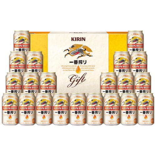 黄色い箱に入ったキリンの「一番搾り生缶ビール」