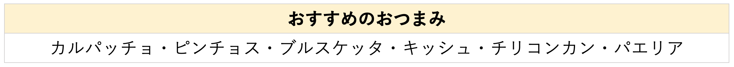 おすすめのおつまみ表