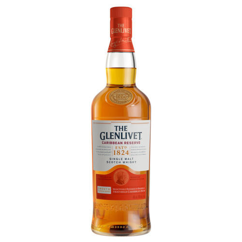 赤系のボトルに入った【洋酒】ザ・グレンリベット カリビアンリザーブ