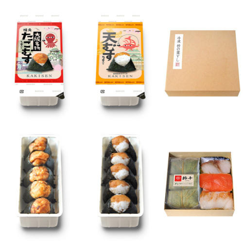 柿千 冷凍 たこむす、天むす、柿の葉すしセット