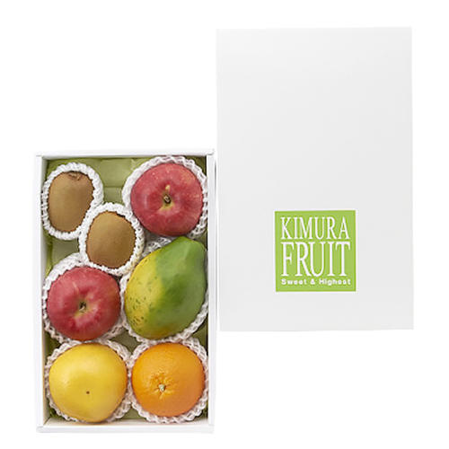 白い箱に入ったキムラフルーツの「フルーツ5種詰合せ」