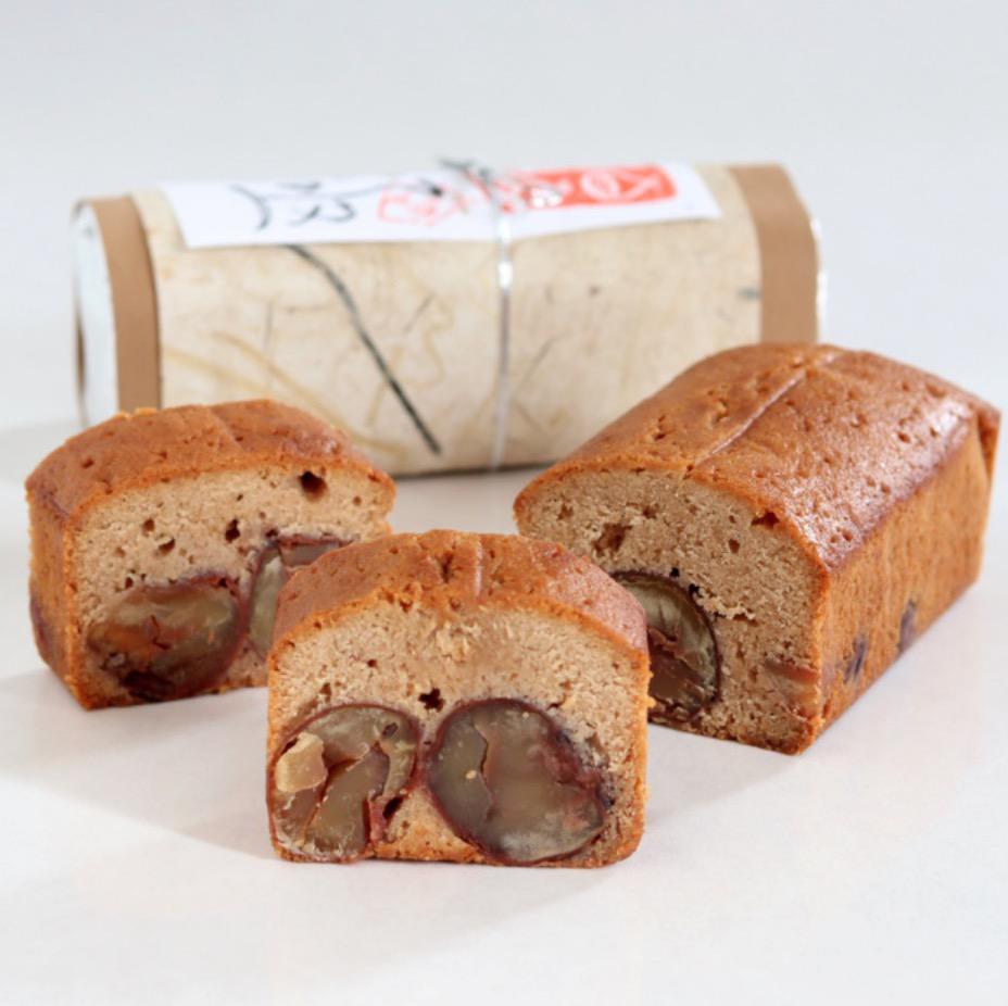 スライスされた栗のパウンドケーキの断面