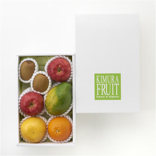 白い箱に入ったキムラフルーツ フルーツ5種詰合せ