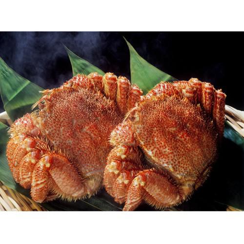 「根室・藤井水産」の「北海道産 ボイル毛がに」をザルに盛り付けた様子