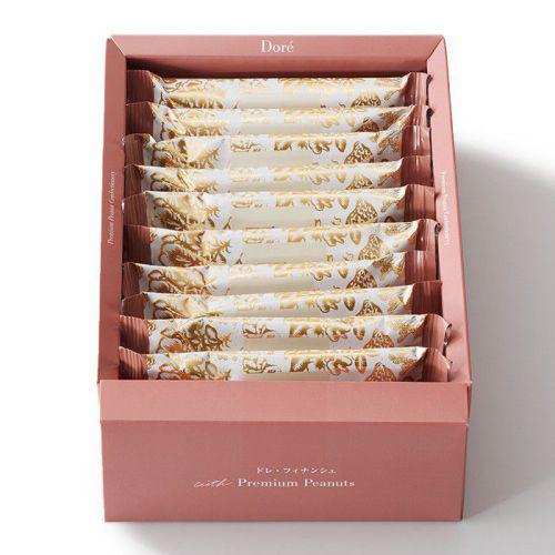 箱に入った状態の「ピーナッツショップ ドレ」の商品「ドレ・フィナンシェ10個入り」