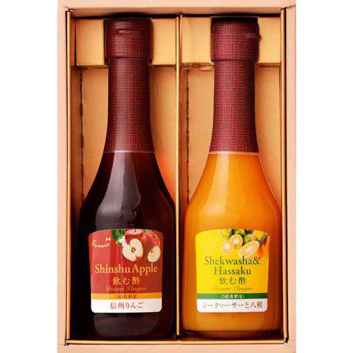 ベージュの箱に入ったオスヤの「飲む酢デザートビネガー 2本詰合せ」