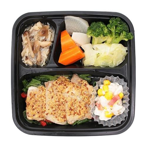 粒マスタードのポークソテー・野菜ポトフ・きのこマリネが入った冷凍弁当