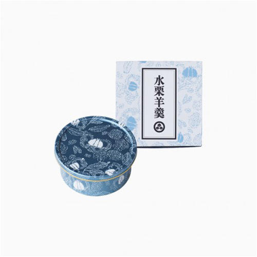 水栗羊羹の缶とパッケージ