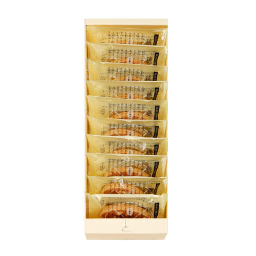 アイボリーの箱に入った「五感」の焼き菓子「穂の一 10枚入」