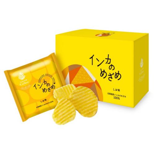 黄色い箱と袋に入ったグランカルビー グランカルビー セレクション インカのめざめ しお味