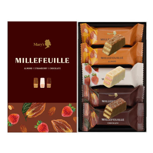 茶色い箱に入ったメリーチョコレート ミルフィーユ