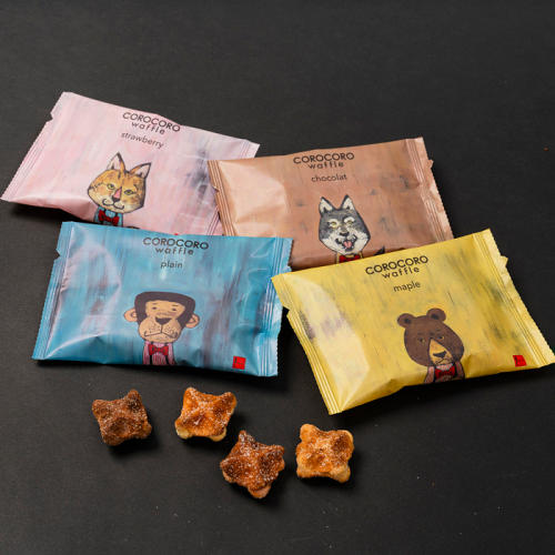 個包装のイラストがかわいい「ワッフル・ケーキの店 R.L」の「（大阪限定入り）コロコロワッフル パック6袋セット」