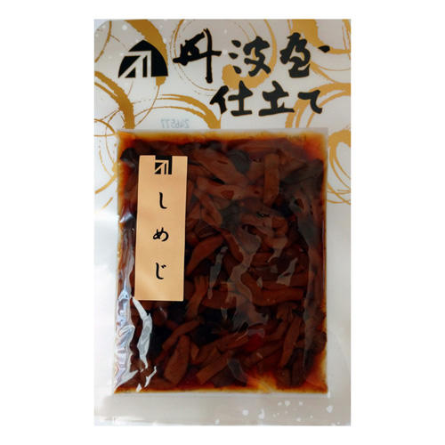しめじの佃煮が入ったパックが置かれている