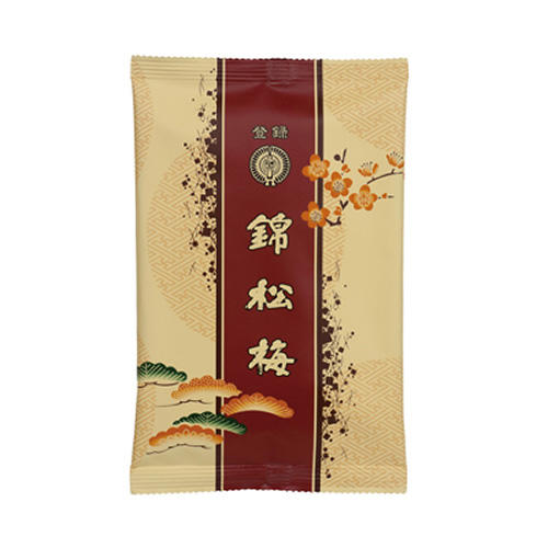 梅や松が描かれた錦松梅の茶色いパッケージ