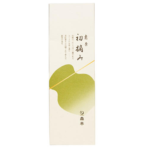白を基調とした「茶匠 森半」の煎茶初摘みのパッケージ