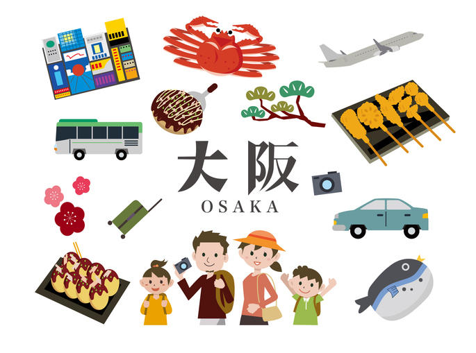 大阪で有名なもののイラスト