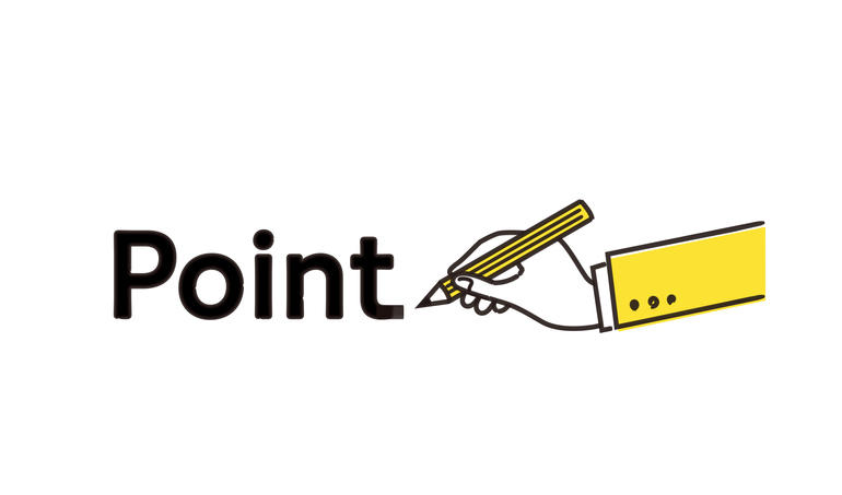 鉛筆を持つ手と手書きのpoint