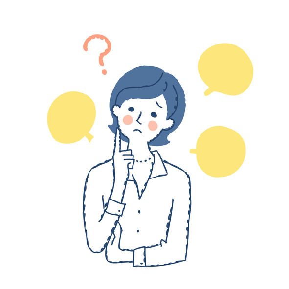 悩んでいる女性のイラスト