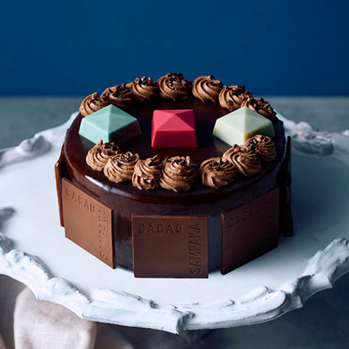 白い皿にのったカカオサンパカの「(25)ショコラタ ラグジュアリー＜12月24日午前11時から午後2時受け取り＞」