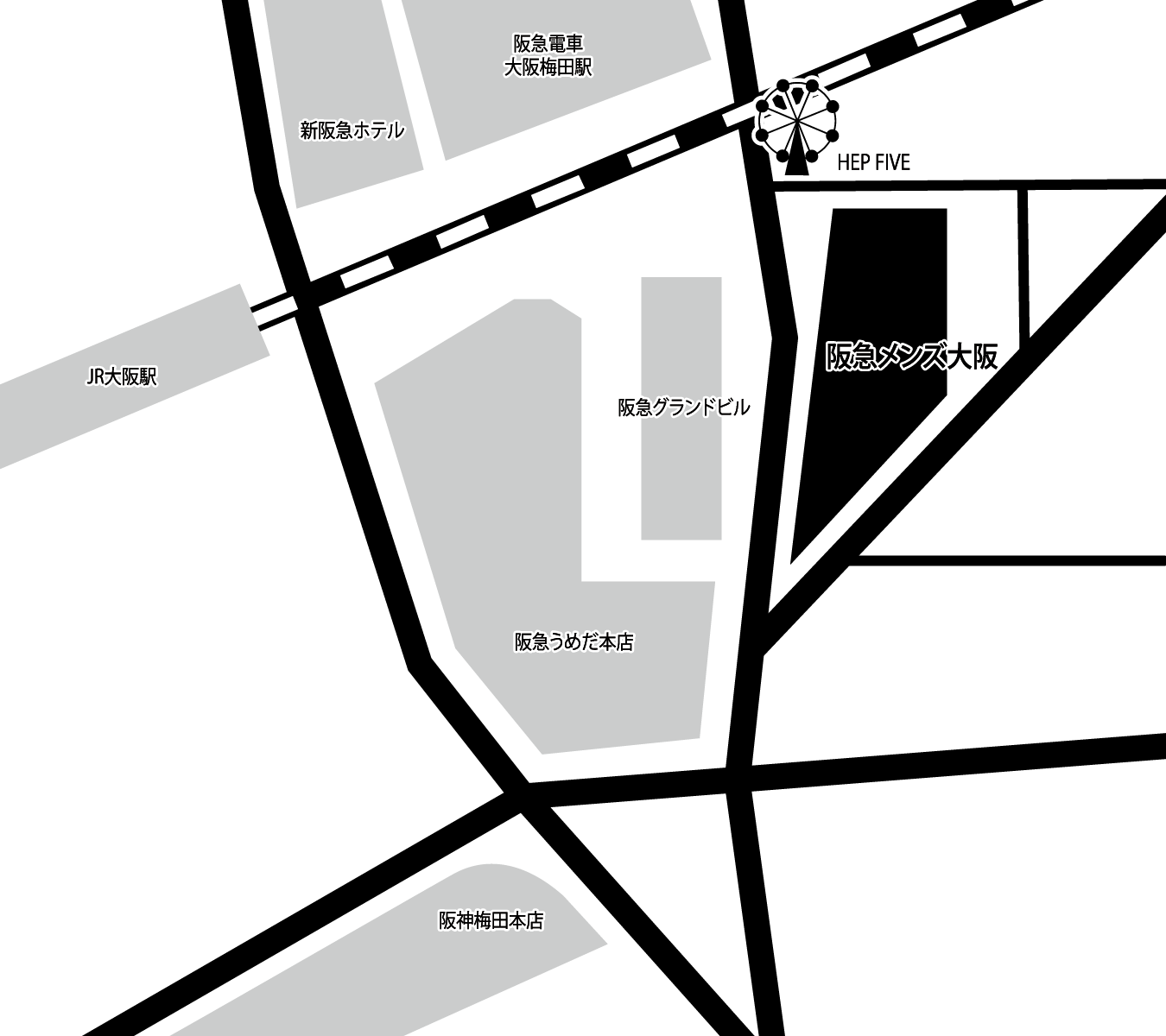 阪急メンズ大阪 地図