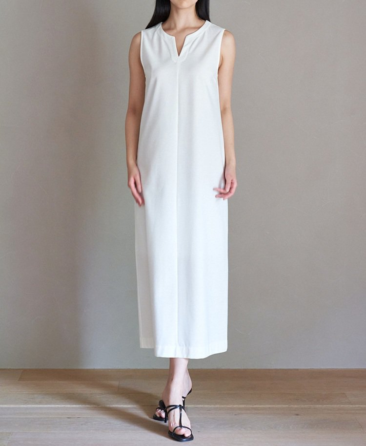 Cotton Twill-Sleeveless Long Onepiece