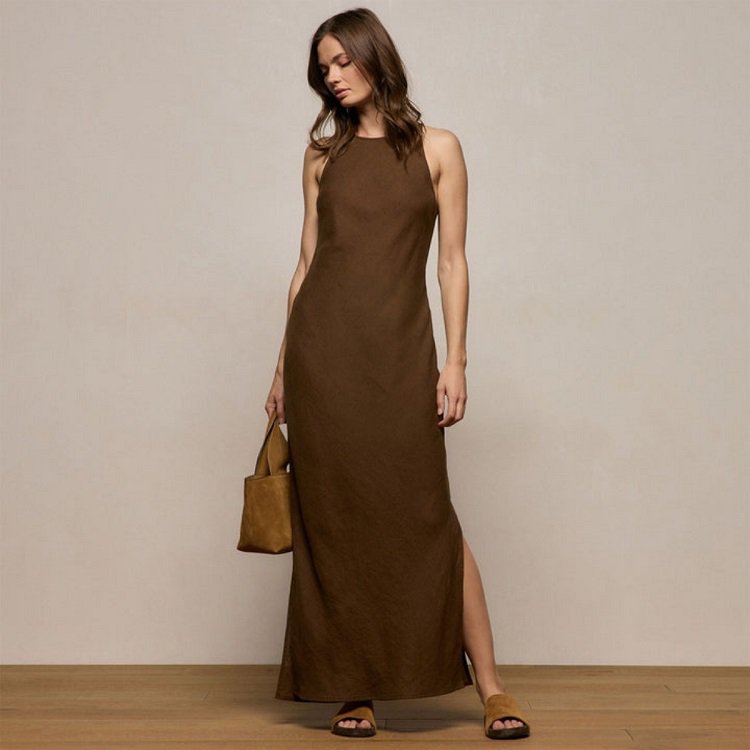 Linen Halter Maxi Dress