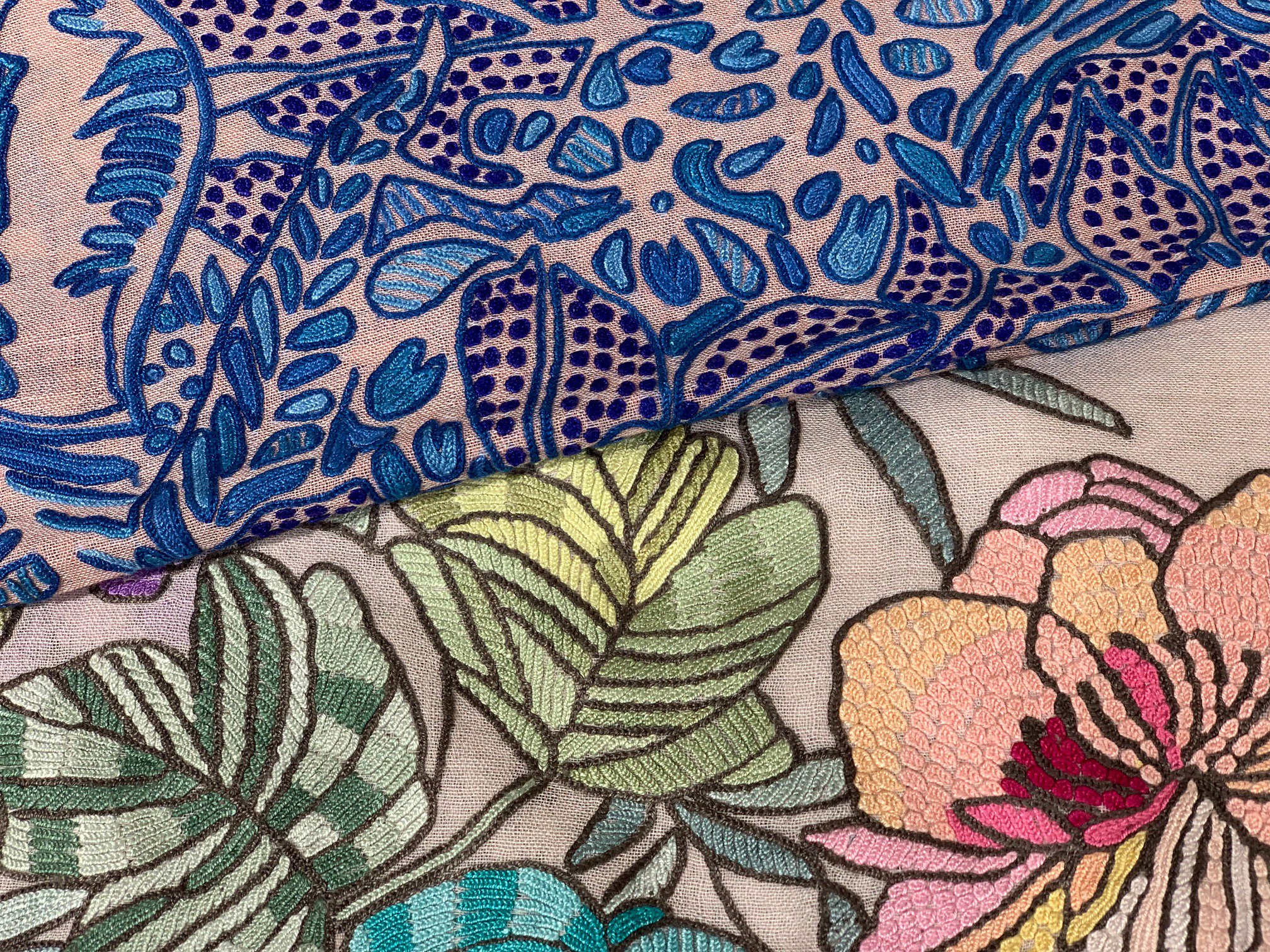極美品✨ターラブランカ 刺繍ストール ショール 大判 総刺繍 花柄