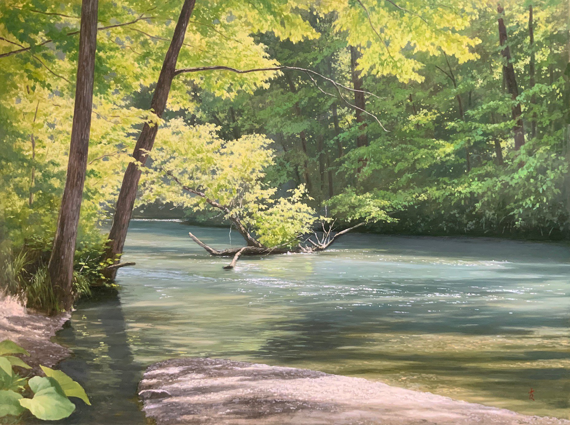 身野友之 「秋の道」 油彩画 写実風景画 油絵