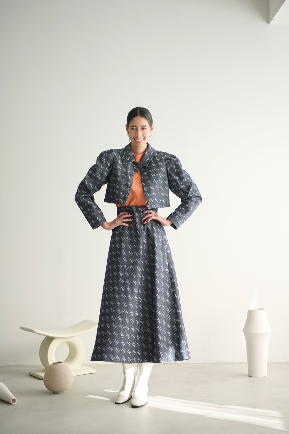 未使用品】HANAEMORI ハナエモリ スカートスーツ セットアップ ピンク 