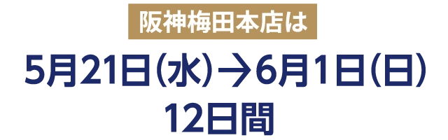阪神梅田本店は5月21日（水）→6月1日（日）12日間
